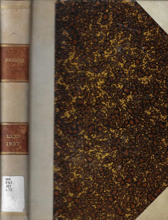 Hermes Vol. 72 Anno 1937 - copertina