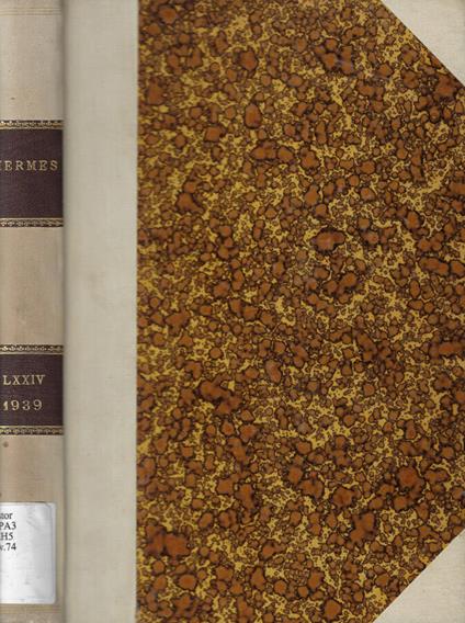 Hermes Vol. 74 anno 1939 - copertina