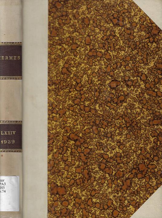 Hermes Vol. 74 anno 1939 - copertina