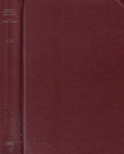 Transactions of the American Philological Association vol. 113 Anno 1983 - copertina