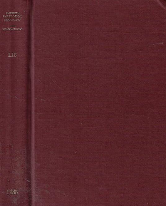 Transactions of the American Philological Association vol. 113 Anno 1983 - copertina