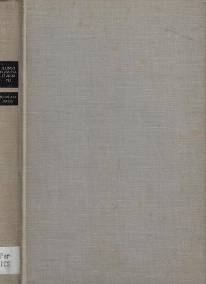Illinois Classical Studies Vol. VI. 1 Anno 1981 - copertina