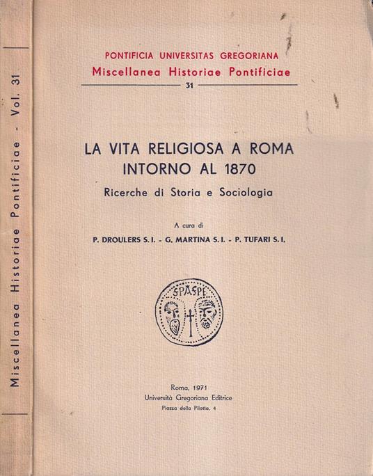 La vita religiosa a Roma intorno al 1870 - copertina