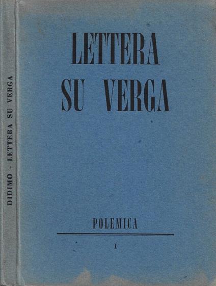 Lettera su Verga al prof. Luigi Russo ovvero Dell'inverecondia - copertina