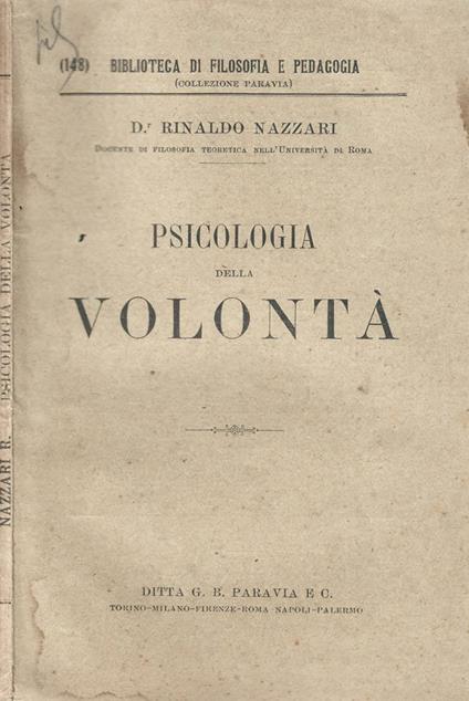 Psicologia della volontà - copertina