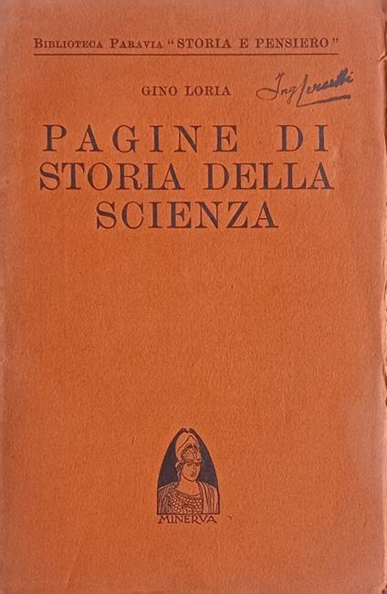 Pagine di storia della scienza - Gino Loria - copertina