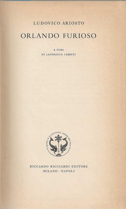 Orlando Furioso - Ludovico Ariosto - copertina