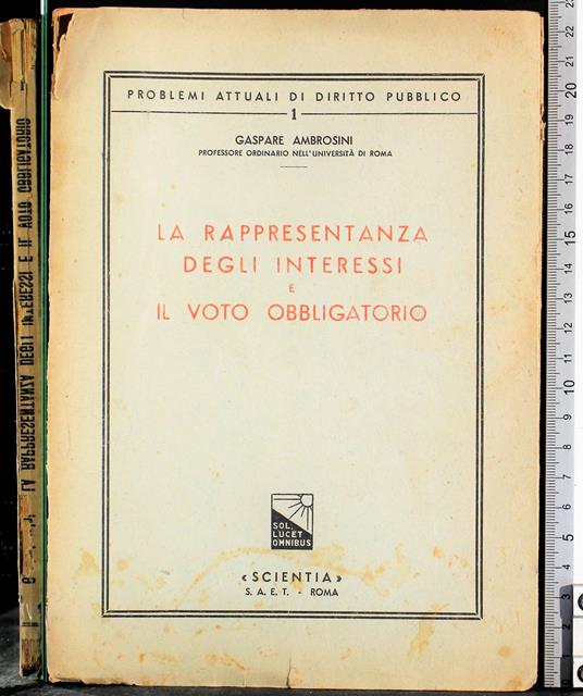 rappresentanza degli interessi e il voto obbligatorio - Ambrosini - copertina
