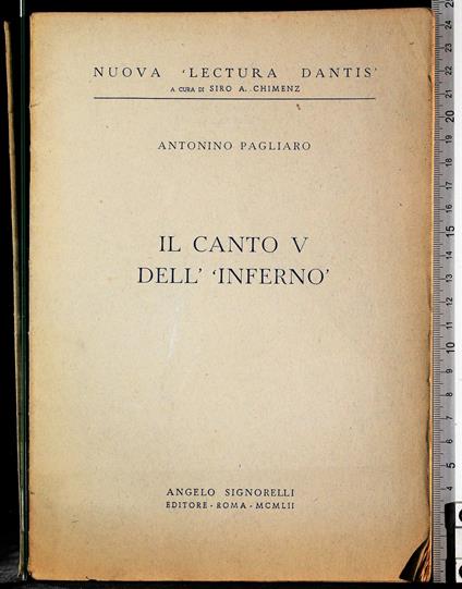 Il canto V dell'inferno - Antonio Pagliaro - copertina