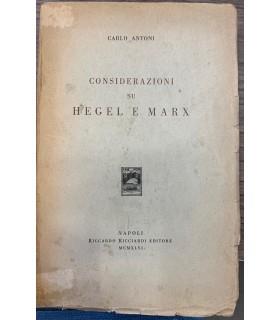 Considerazioni su Hegel e Marx - Carlo Antoni - copertina