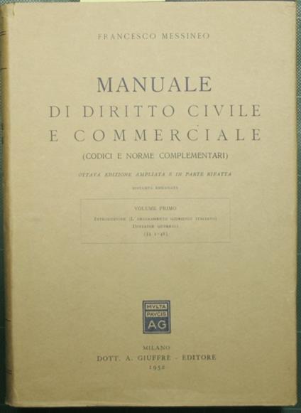 Manuale di Diritto Civile e Commerciale - Francesco Messineo - copertina