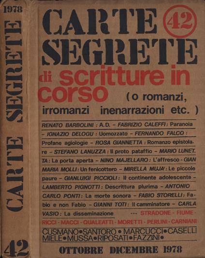 Carte segrete n. 42 ottobre - dicembre 1978 - copertina