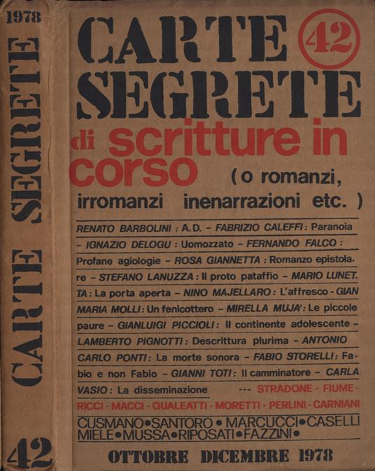 Carte segrete n. 42 ottobre - dicembre 1978 - copertina