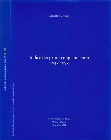 Moneta e Credito: Indice dei primi cinquanta anni 1948-1998 - copertina