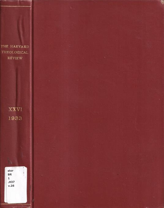 The Harvard Theological review, volume XXVI, anno 1933 - copertina