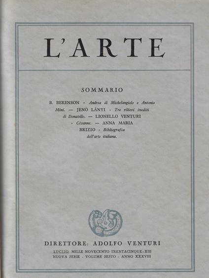 L' arte fascicolo IV anno 1935 - copertina