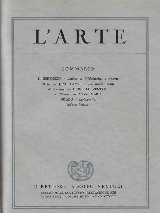 L' arte fascicolo IV anno 1935 - copertina