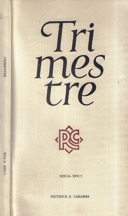 Trimestre anno XIII 4-XIV 1 - copertina