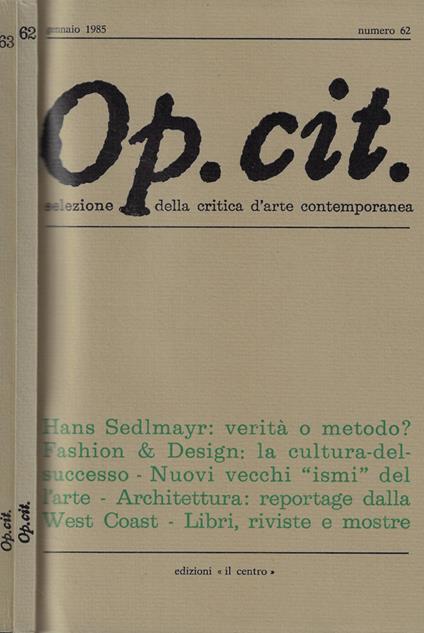 Op.Cit. n. 62-63 anno 1985 - copertina