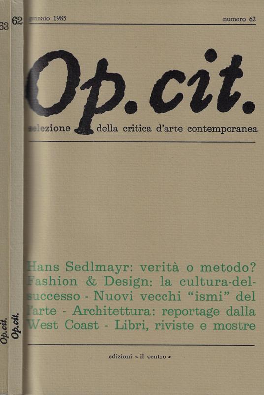 Op.Cit. n. 62-63 anno 1985 - copertina