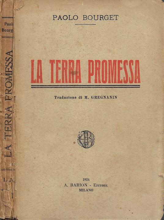 La Terra Promessa - Paul Bourget - copertina
