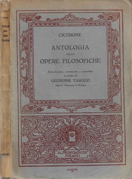 Antologia delle Opere Filosofiche - M. Tullio Cicerone - copertina
