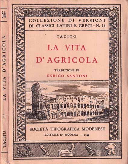 La vita d'agricola - P. Cornelio Tacito - copertina