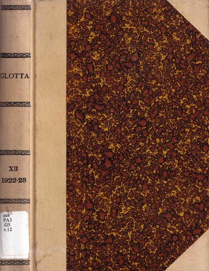 Glotta, volume XII, anno 1922-23 - copertina