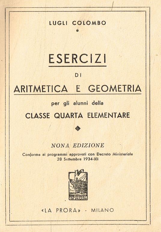 Esercizi di aritmetica e geometria per gli alunni della classe quarta elementare - copertina