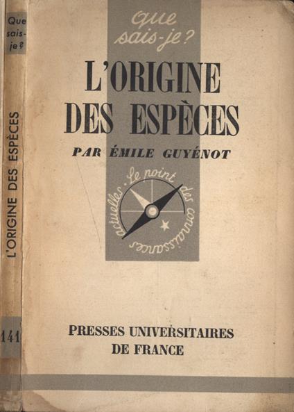 L' origine des espèces - Emile Guyénot - copertina