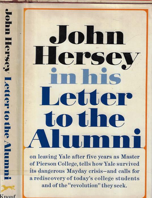 Letter to the alumni - John Hersey - copertina
