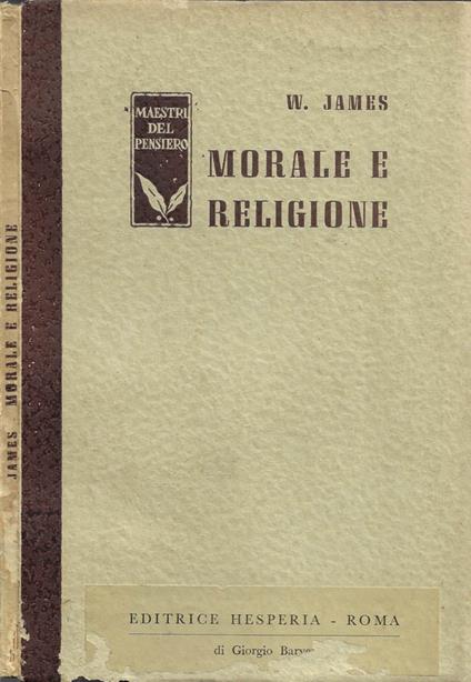 Morale e Religione - William James - copertina