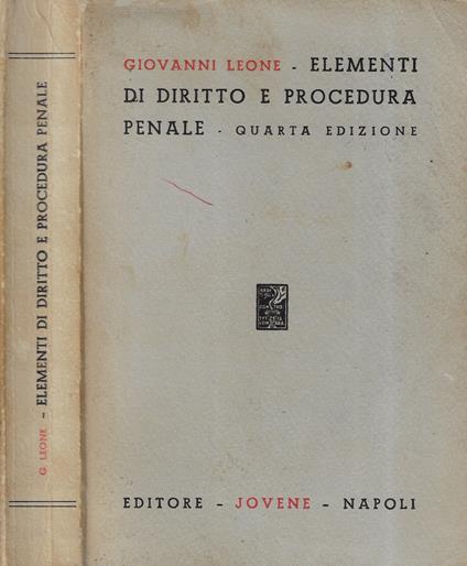 Elementi di diritto e procedura penale - Giovanni Leone - copertina
