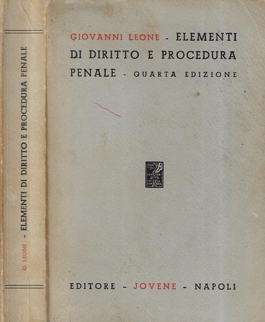 Elementi di diritto e procedura penale - Giovanni Leone - copertina