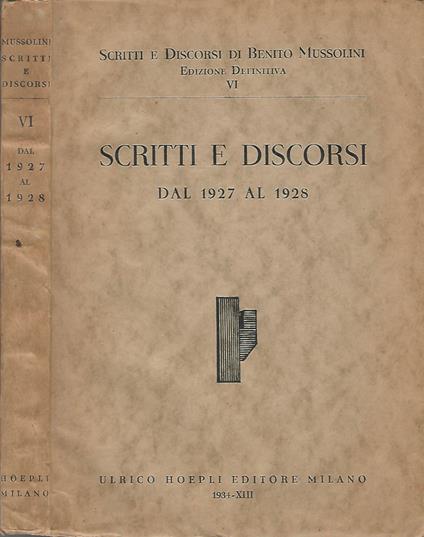 Scritti e discorsi - Benito Mussolini - copertina