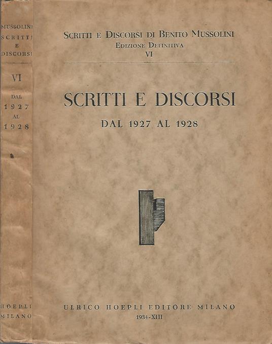 Scritti e discorsi - Benito Mussolini - copertina