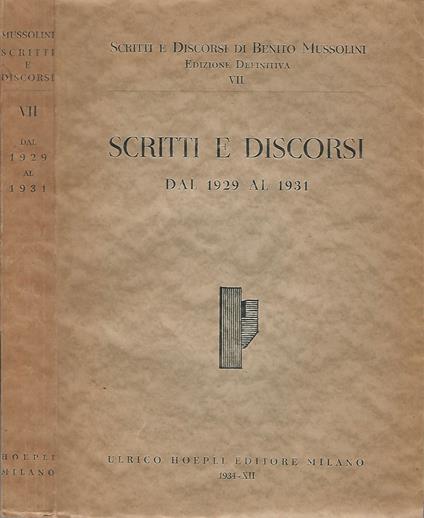 Scritti e discorsi - Benito Mussolini - copertina