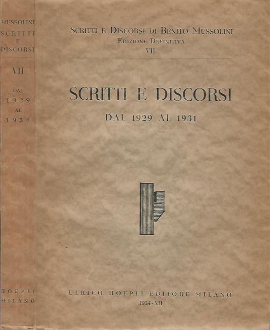 Scritti e discorsi - Benito Mussolini - copertina