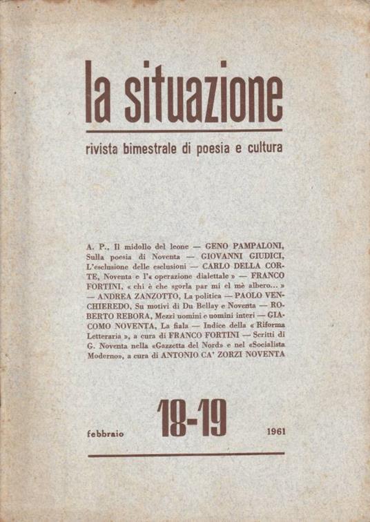 La situazione n 18-19, febbraio 1961 - Alcide Paolini - copertina