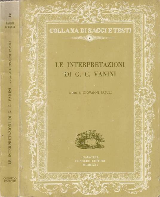 Le interpretazioni di G.C. Vanini - Giovanni Papuli - copertina