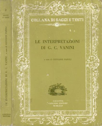 Le interpretazioni di G. C. Vanini - Giovanni Papuli - copertina
