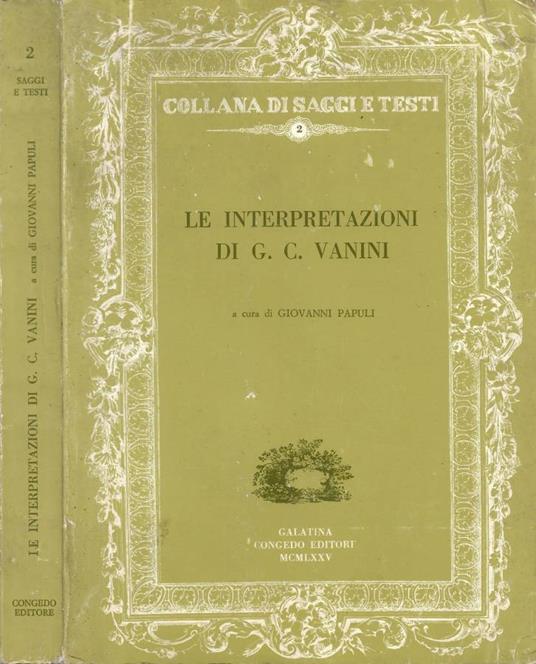 Le interpretazioni di G. C. Vanini - Giovanni Papuli - copertina