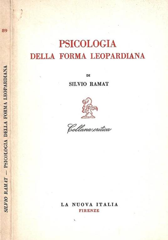 Psicologia della forma leopardiana - Silvio Ramat - copertina