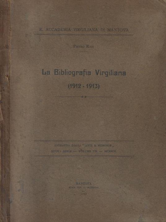 La Bibliografia Virgiliana (1912-1913) - Pietro Rasi - copertina