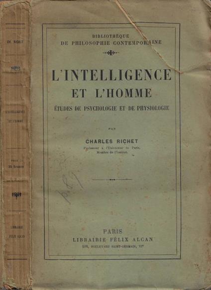 L' Intelligence et l'homme - Charles Richet - copertina