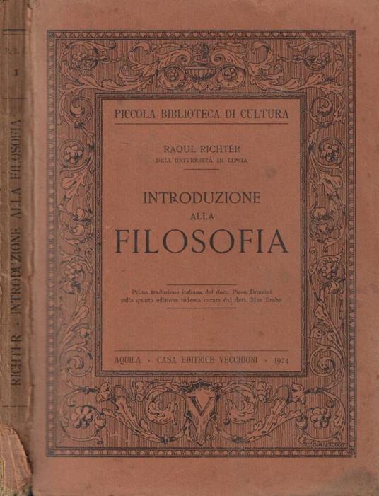 Introduzione alla filosofia - Raoul Richter - copertina