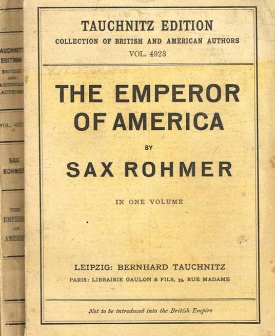 The emperor of America - Sax Rohmer - copertina