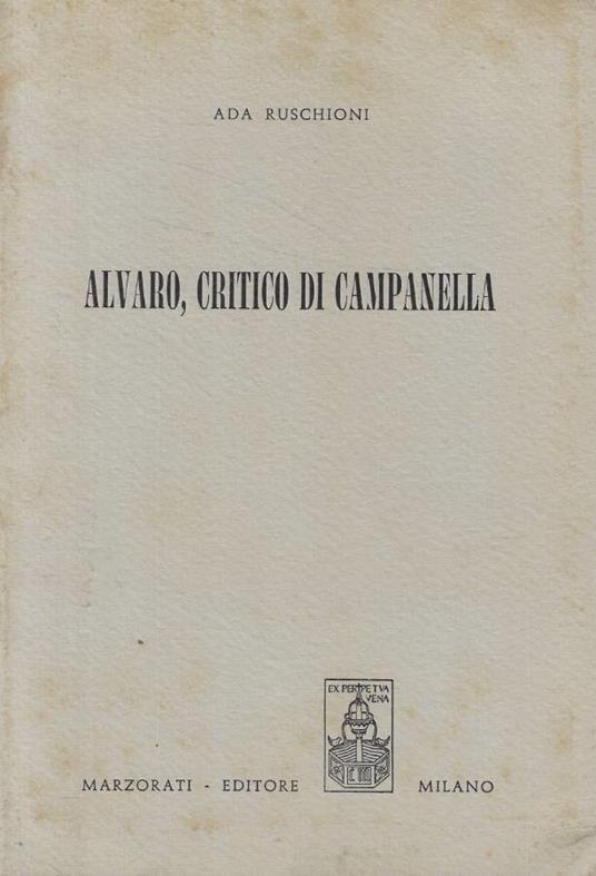 Alvaro, critico di Campanella - Ada Ruschioni - copertina