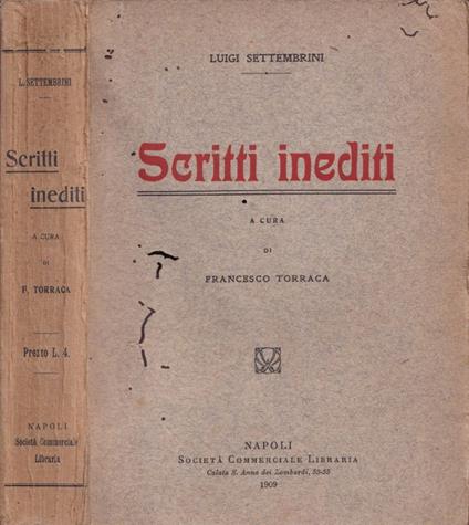 Scritti inediti - Luigi Settembrini - copertina