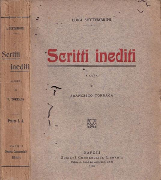 Scritti inediti - Luigi Settembrini - copertina